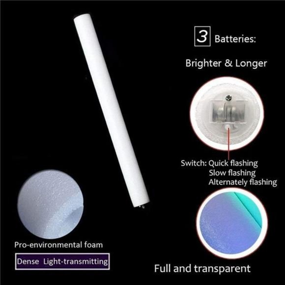 30 Pieces Led Foam Sticks-Flashing Glow Sticks Party Supplies LightUp Baton Wand - Picture 2 of 6